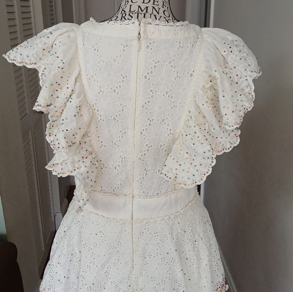 FARM RIO Eyelet patch beaded mini dress off-white - Picture 9 of 16